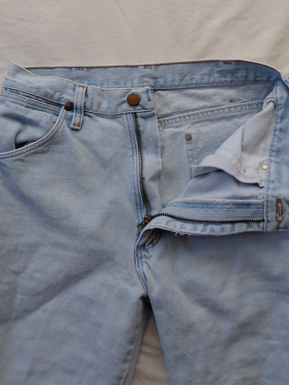 Rare Vintage 1970s Wrangler Light Wash Straight Bootcut Jeans 28 - Picture 5 of 14